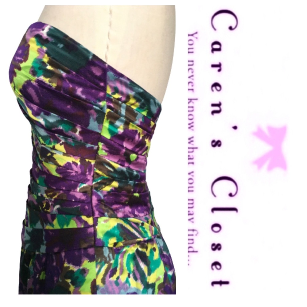 BCBGMaxazria Purple Floral Strapless Mini Dress - Picture 6 of 9